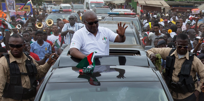 President Mahama receiving a rousing welcome at Mpohor in the Western Region.